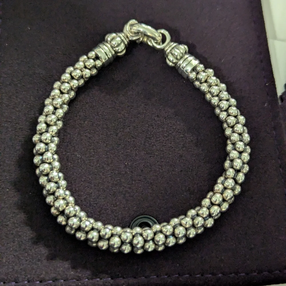 LAGOS 925 Silver Caviar Beaded Bracelet with LAGOS Pouch/Jewelry Cloth NEW!💖 - Picture 3 of 6